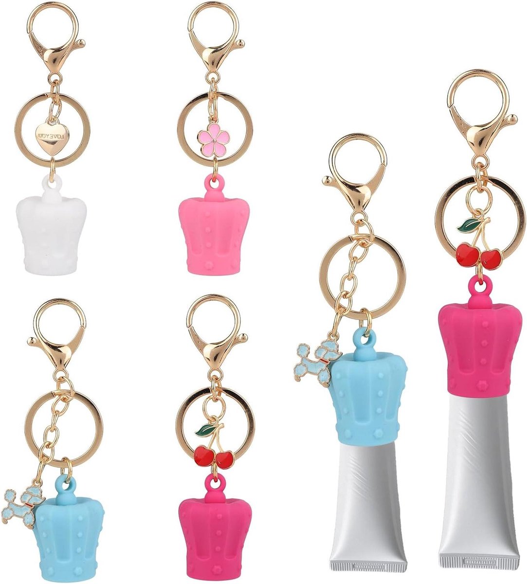Lippenbalsem Houders - Sleutelhanger Set - Altijd Bij De Hand - Met Metalen Ring - 4 Stuks - Gemengde Kleuren