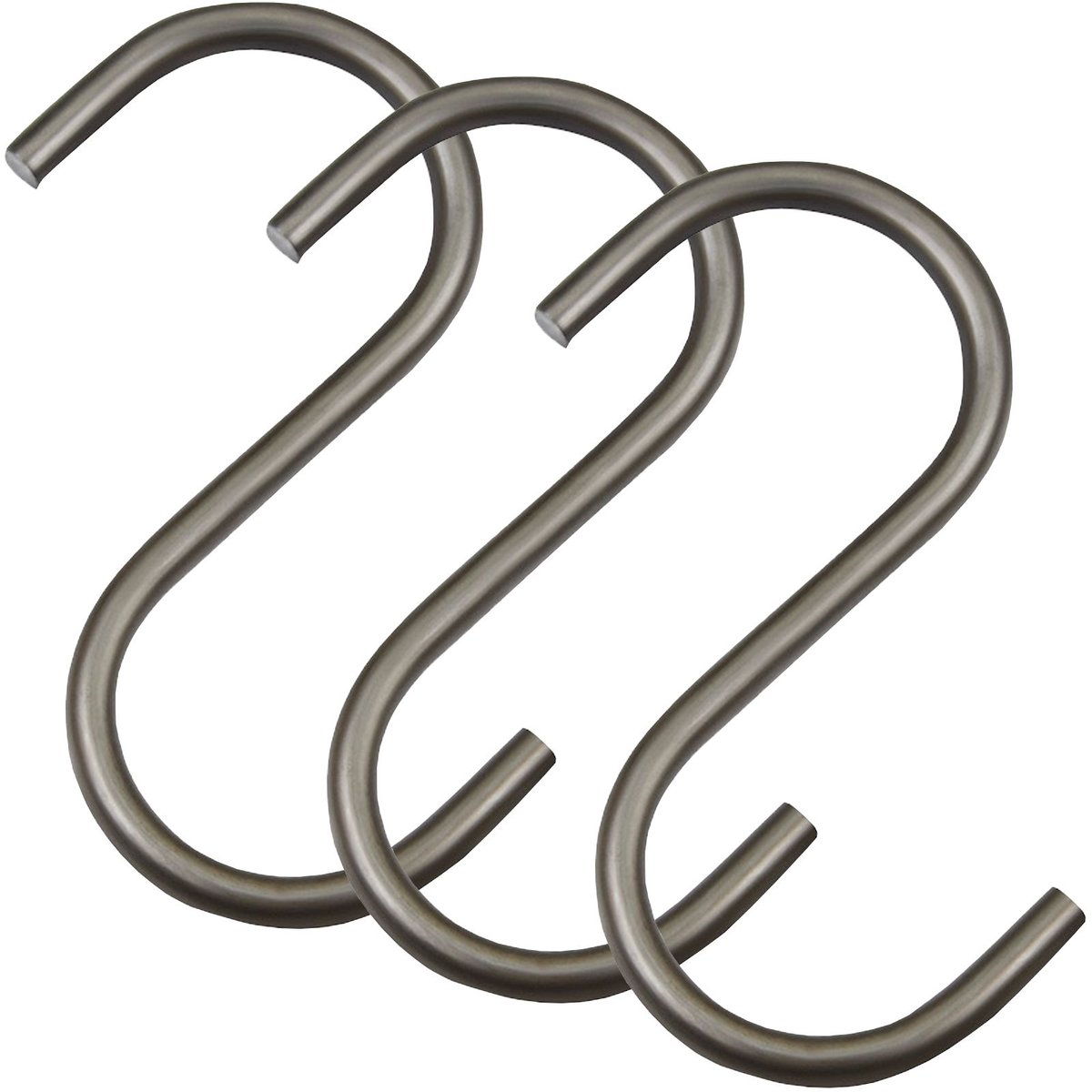 SOTECH set van 3 S-haken van ruw staal met blanke lak voor ronde stangen tot Ø 30 mm voor garderobes, keukenrelingen, kledingstangen en nog veel meer.