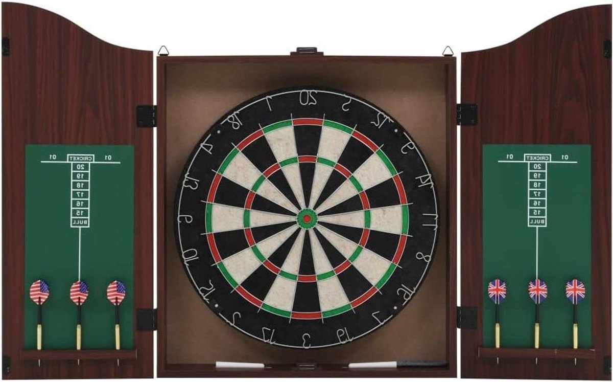 Dartset met Kast - Dartbord en pijlen - Precisie Spel - Sisal met Stalen Pijlpunten - 45 cm Diameter - N.v.t.