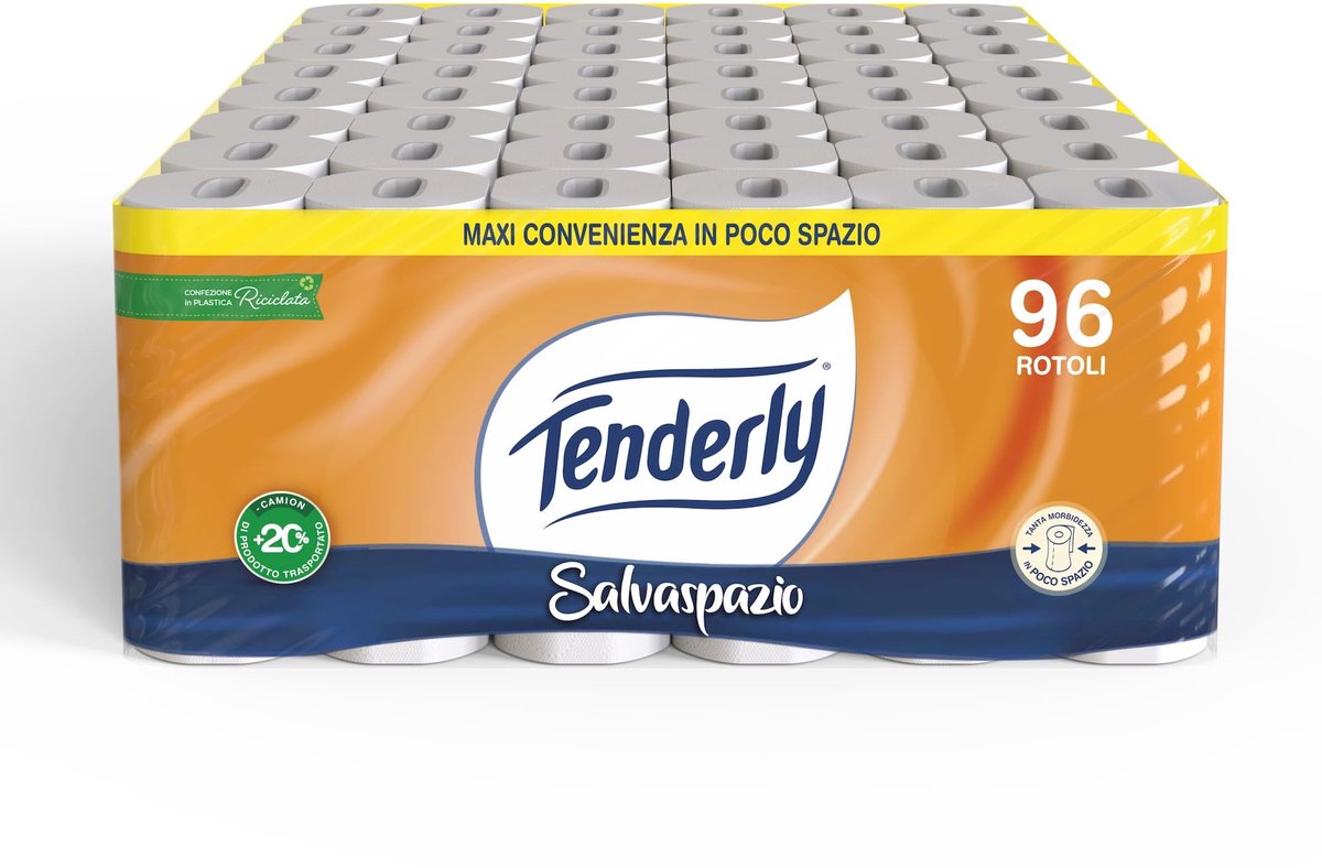 SnelShoppen - Ruimtebesparend Toiletpapier 96 Rollen, 2-Laags, 220 Afscheuren per Rol, Dermatologisch Getest, Natuurlijke Kaasjes- en Goudsbloemenextr