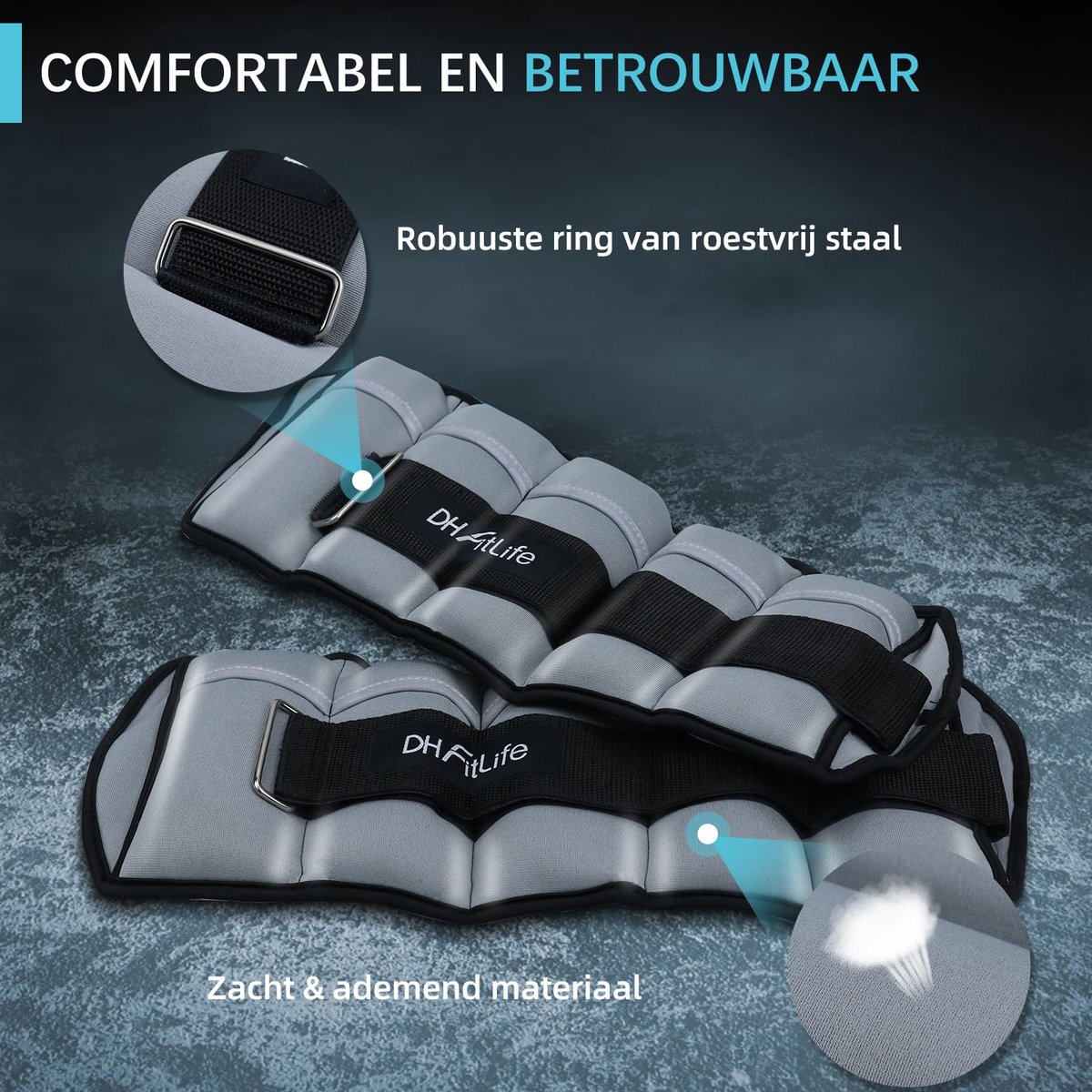 SnelShoppen - DH FitLife Set van 2 Gewichtsmanchetten 4,5 kg - Verstelbare Enkelgewichten voor Krachttraining - 2 Variaties van 2,5 kg en 4,5 kg - Ide