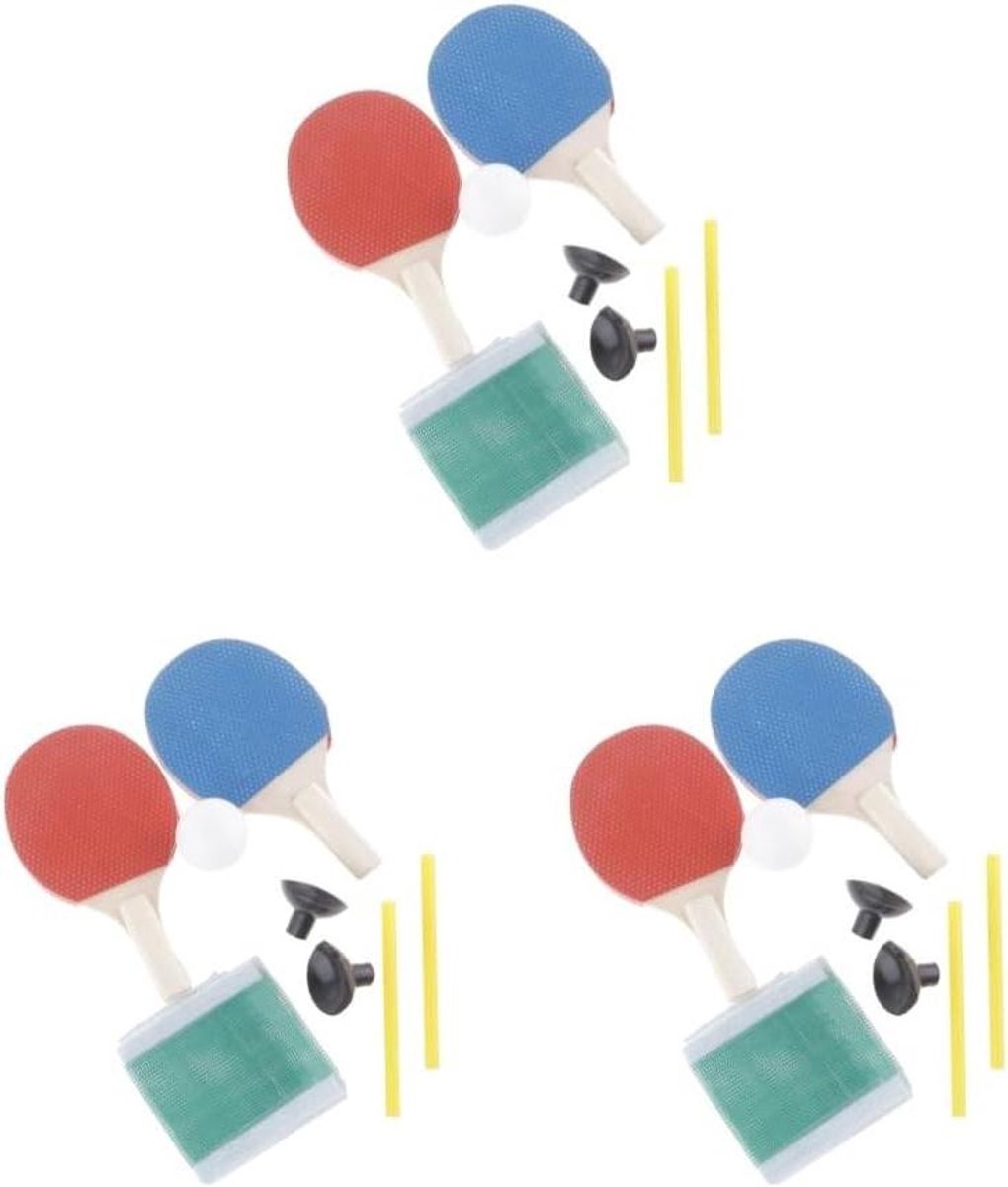 Tafeltennis Set - Ping Pong Batten - Sport Spelen - Pure Houten Blad - 160x90x5mm - Rood Blauw