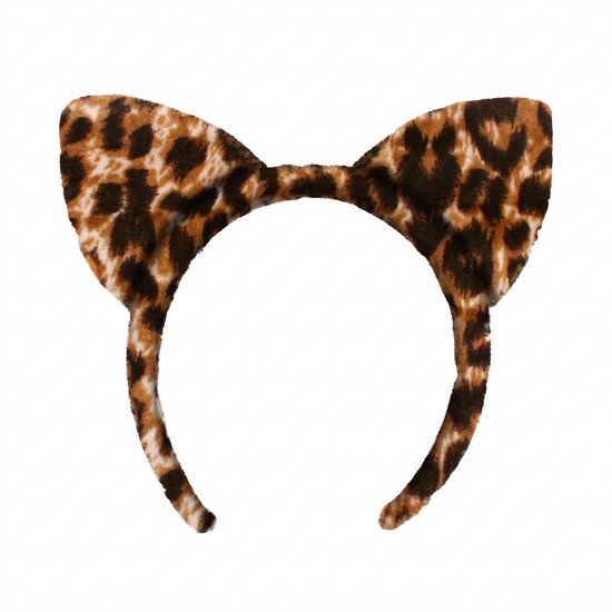 Diadeem met luipaardprint en oortjes.