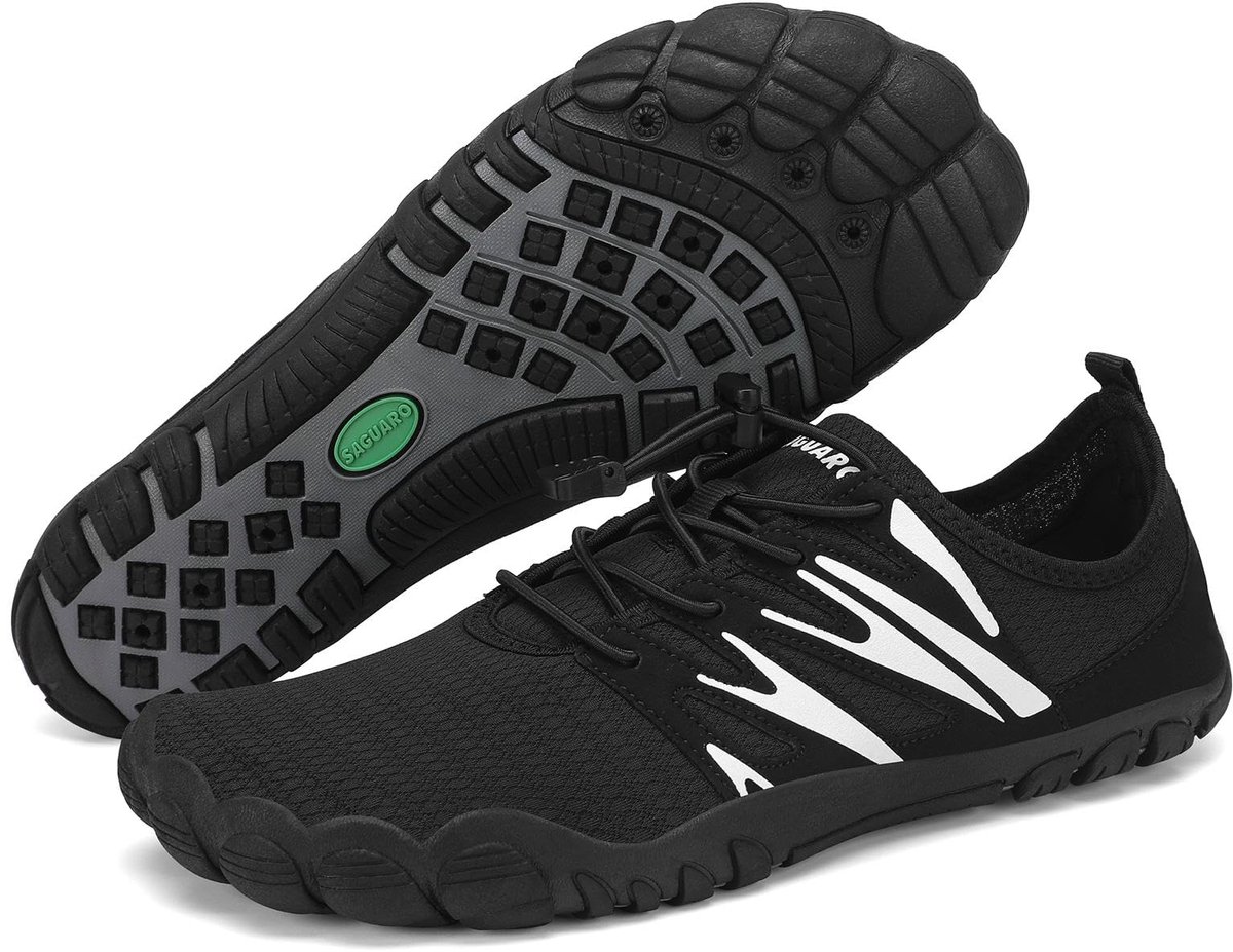 SnelShoppen - Blotevoetenschoenen Heren Sneldrogend Waterschoenen Antislip Aquaschoenen Ademende Strandschoenen Zwart 46 EU voor Strand, Camping en Ou