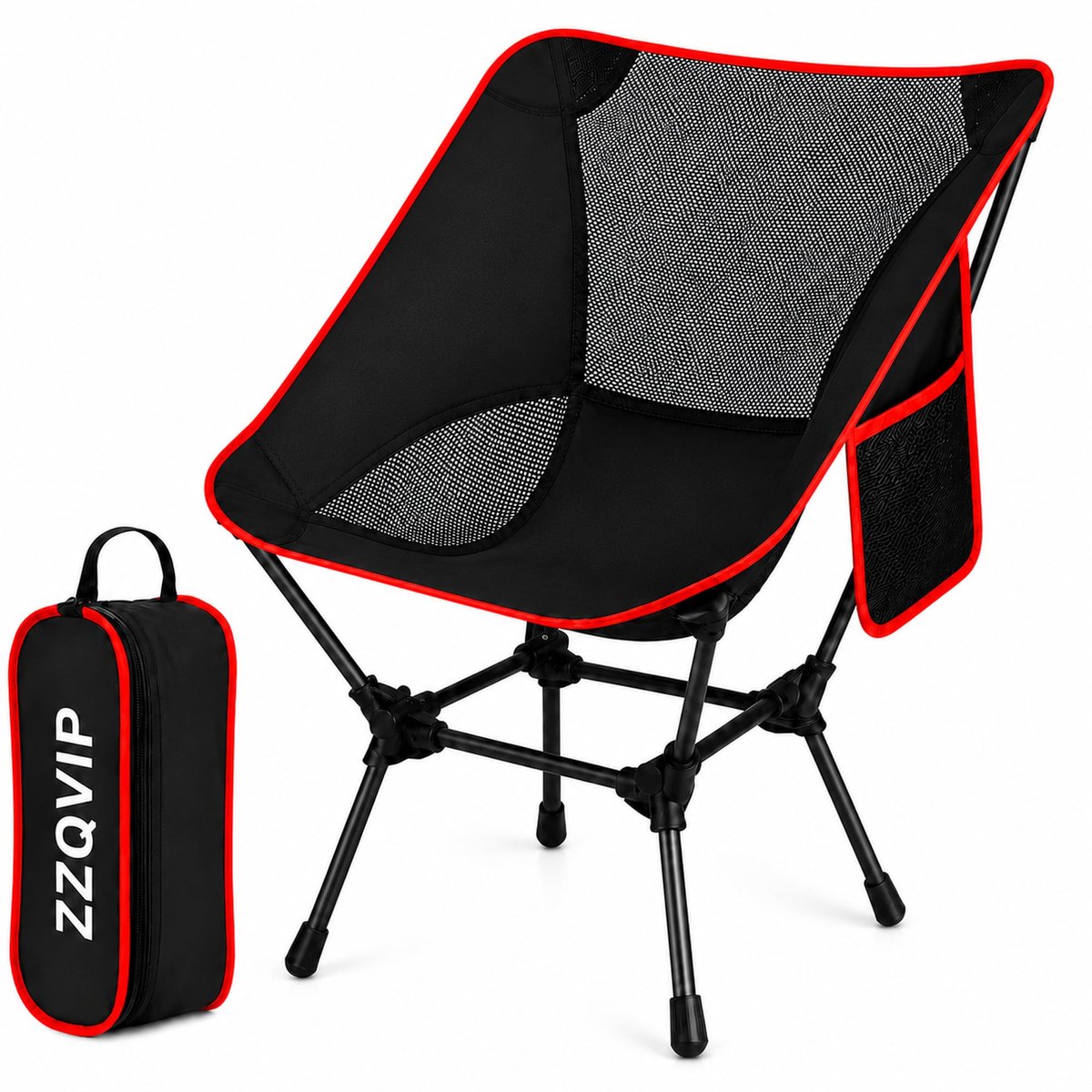 SnelShoppen - Opvouwbare Campingstoel Lichtgewicht 1,59 kg, Draagbare Moon Chair van 900D met Draagtas en Zijvak, Ideaal voor Strand, Vissen, Picknick