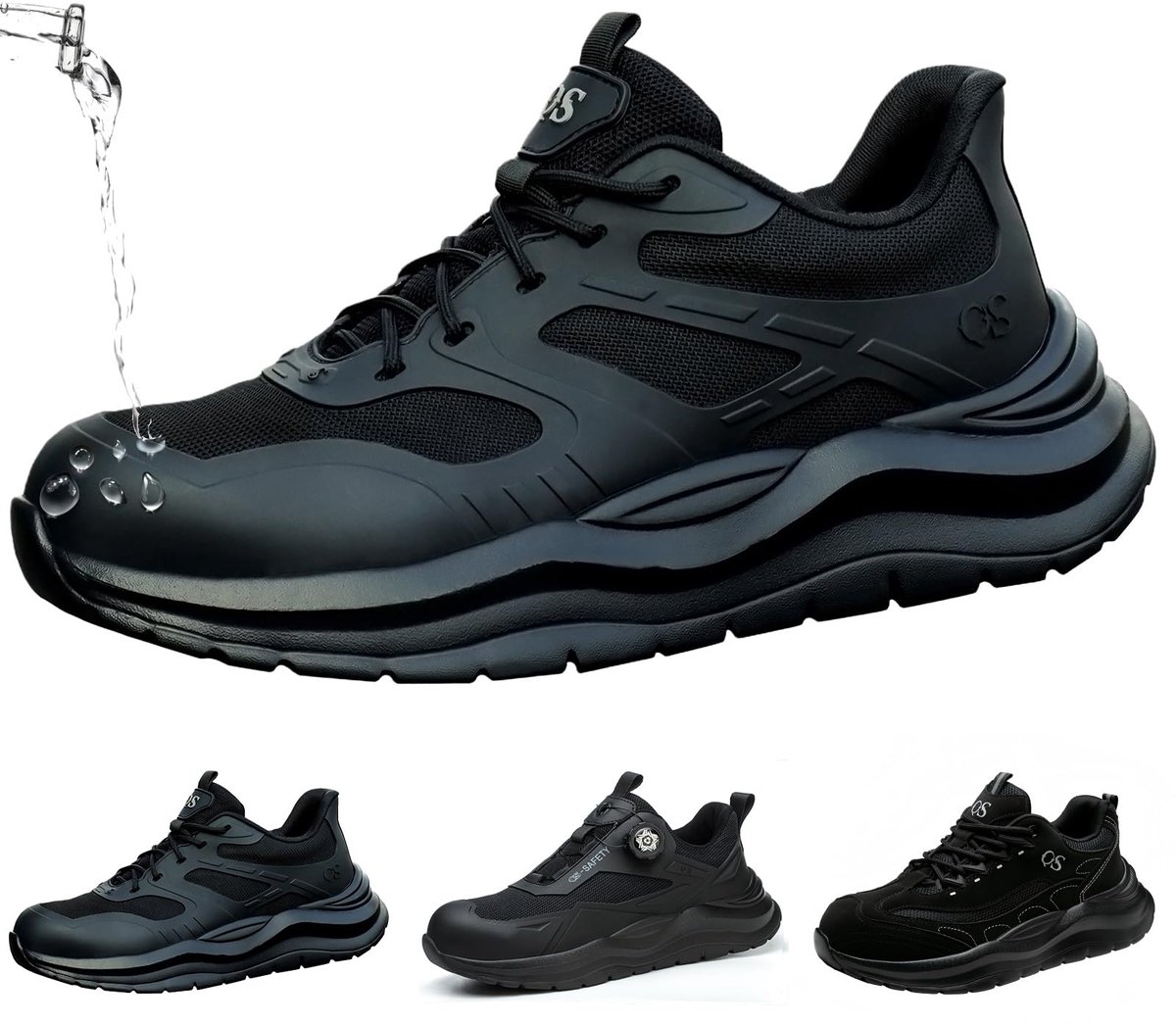 SnelShoppen - Veiligheidsschoenen Stalen Neus Heren Dames Lichtgewicht Ademende Werkschoenen Antislip Zool Beschermende Teen Zwart Maat 41
