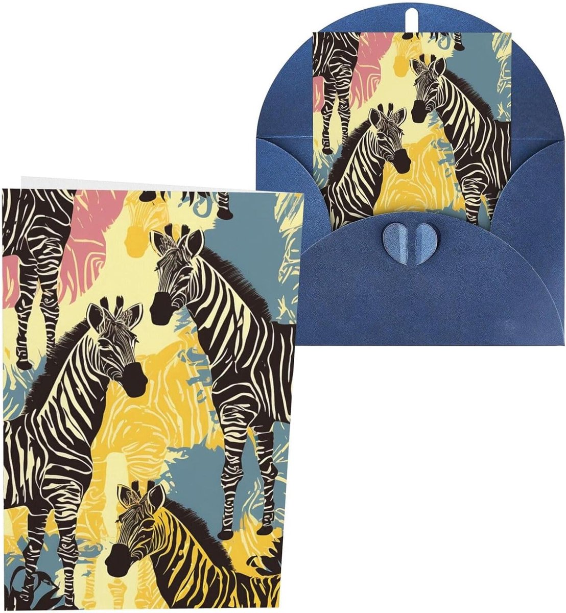 Wenskaarten met enveloppen - Notitiekaarten set - Persoonlijke groeten - Schattig dierontwerp - 10 x 15 cm - Blauw