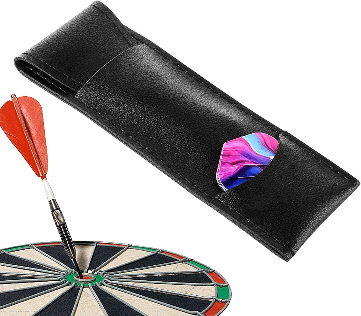 Dart Koffer - Dart Accessoires Organizer - Darts Beschermen - Stevige PU Leer - 15.4x5.4 cm - Zwart
