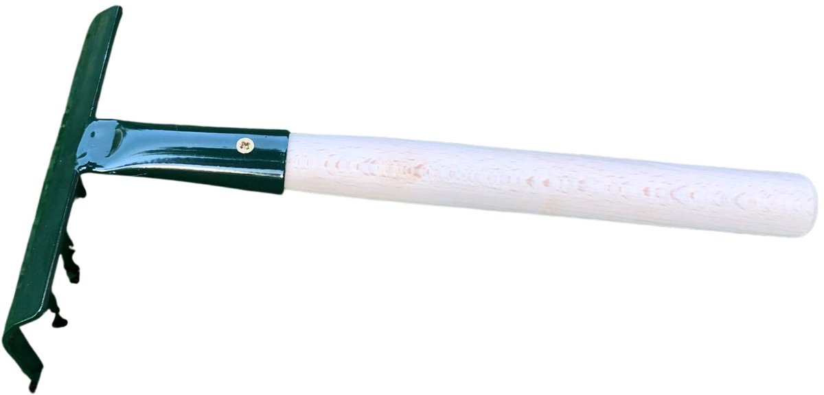 Dutchlander tuinharkje - handhark 6 tanden - metaal dennengroen - essenhouten handvat - 250 mm