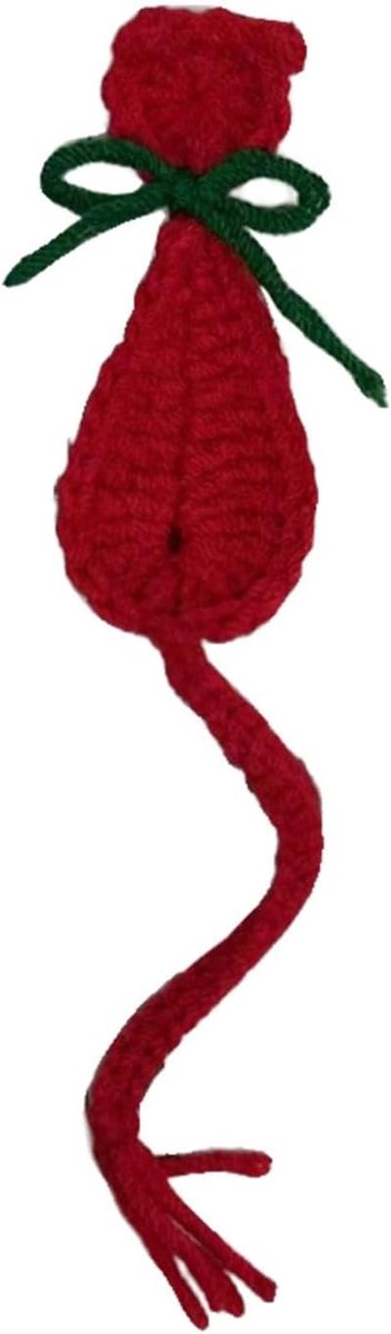 Boekenlegger Kat - Leesaccessoire Bladwijzer - Boeken Markeren - Handgeweven Katoen - ca. 21 cm - Rood