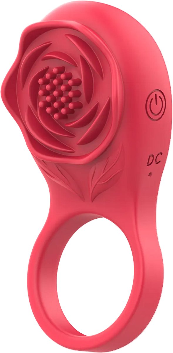 Rogue - Vibrerende Cockring met Clitoris Stimulator in Vorm van Roos - Rood