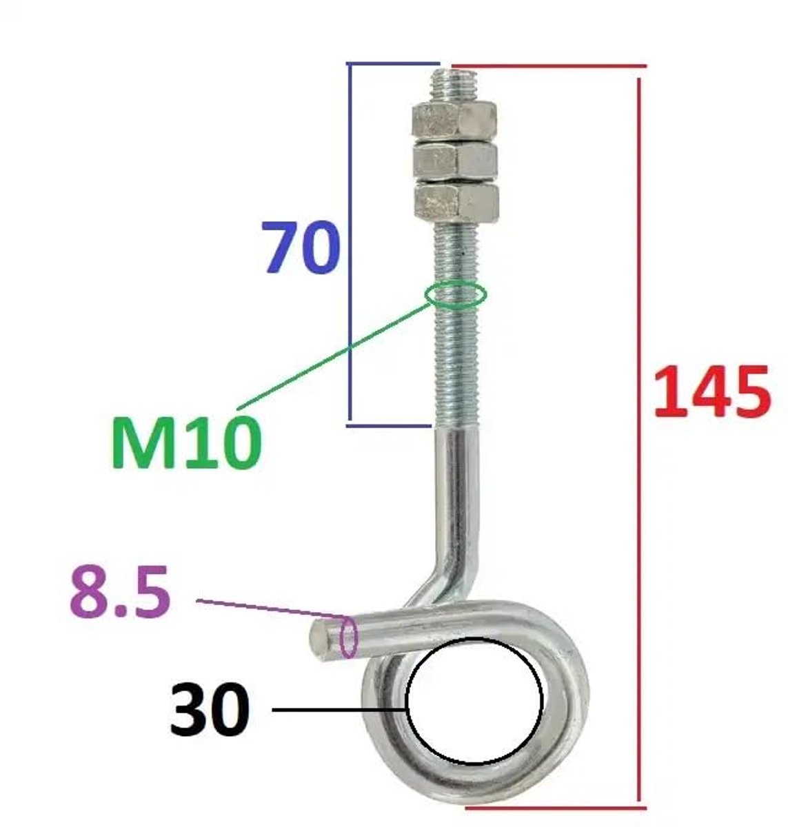 SnelShoppen - 2 x M10 Schommelhaken voor Hangstoel - Veiligheidshouten Balken - Stalen Plafondhaken met Draadhouder - Zilver - Perfect voor Tuin, Fees