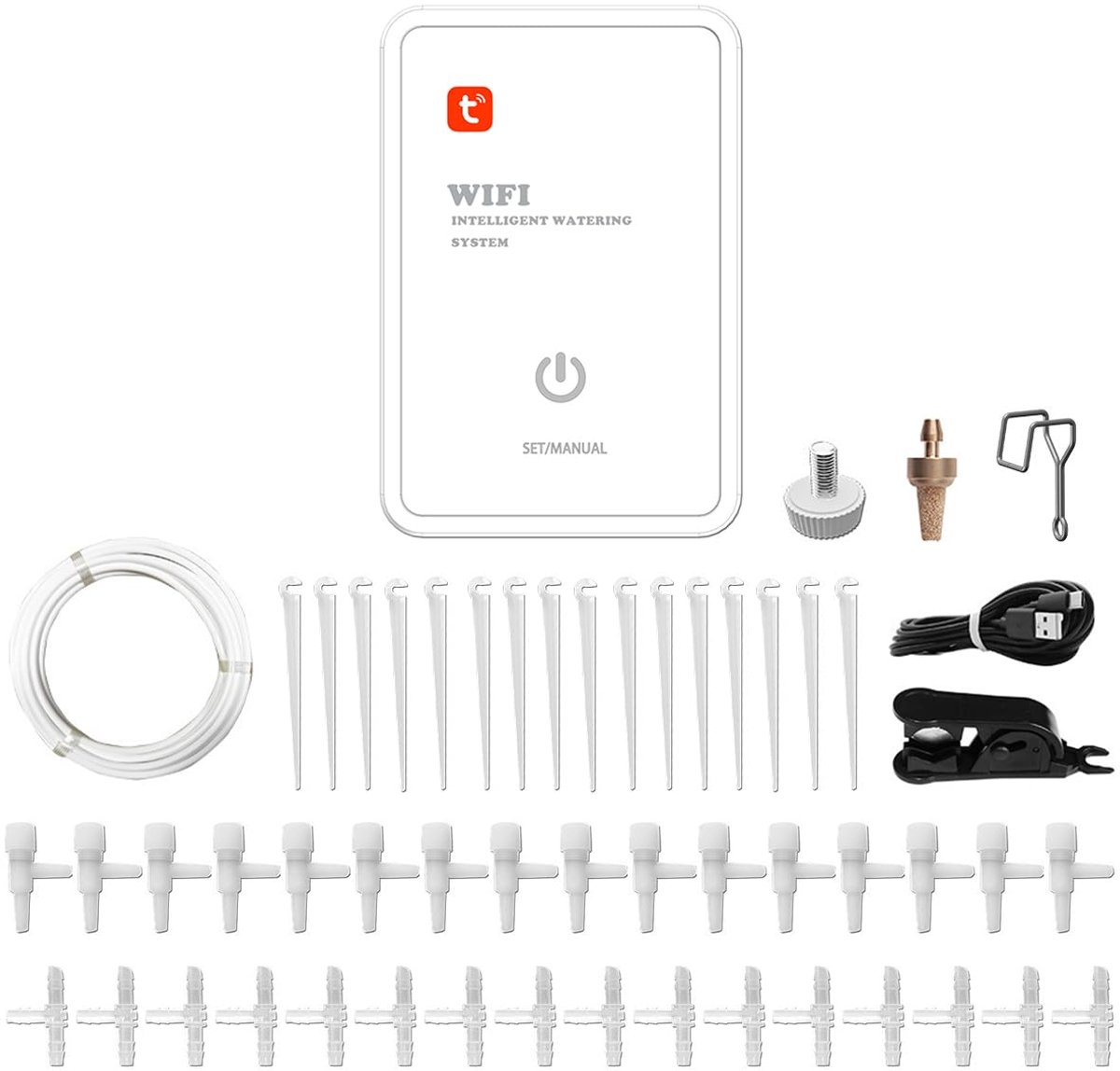 SnelShoppen - Automatisch Bewateringssysteem WIFI Smart Timer Waterer met Afstandsbediening via APP voor Tuin, Balkon, Bloem, Patio Planten - Compatib