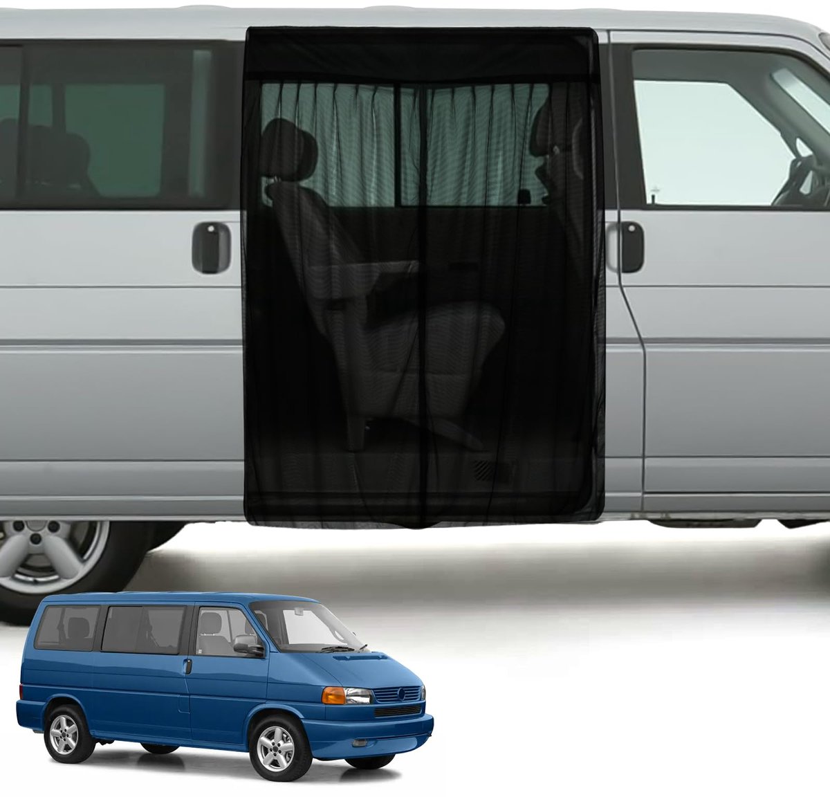 SnelShoppen - Magnetisch Insectennet voor VW T4 - Op Maat Gemaakt Moskitinet met Ritssluiting voor Schuifdeur - Effectieve Insectenbescherming voor Ca
