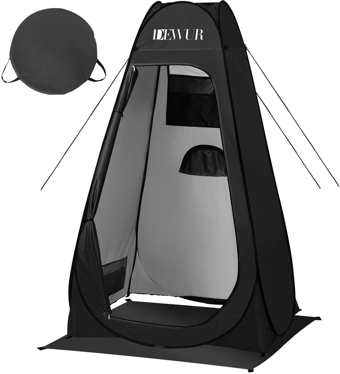 SnelShoppen - Camping Toilettentent UV 50+ Douchetent Pop-up Omkleedtent Privacietoilet Omkleedcabine Mobiele Buiten-WC-tent met Draagtas - Zwart