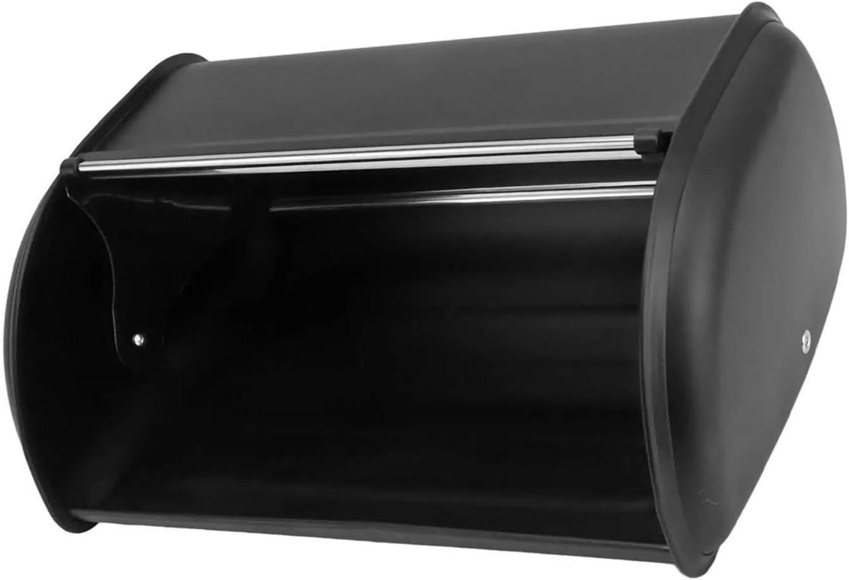Metalen Broodbak - Broodtrommel Ijzer - Brood Vers Houden - Oprolbaar Deksel - 345 cm - Zwart