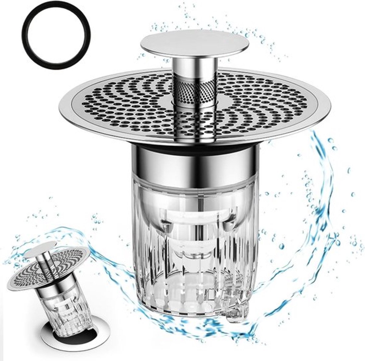 Pop Up afvoerstop voor wastafel: handige wastafel stopper voor badkamer en keuken, diameter 34 ~ 38 mm.