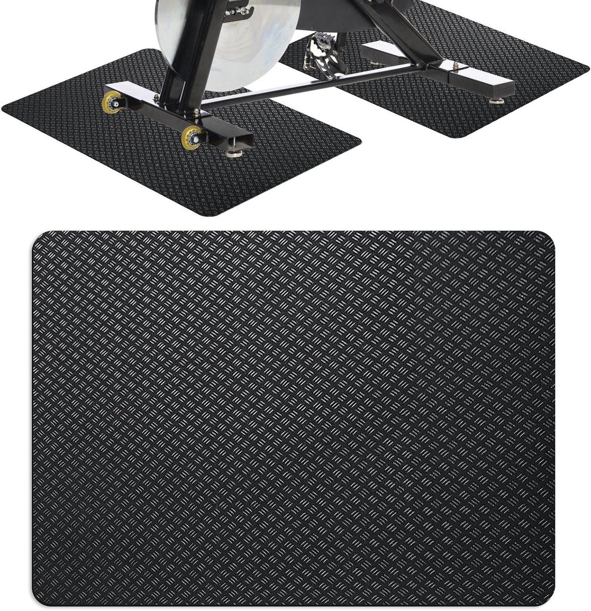 Vloerbeschermingsmat Sporttoestellen - Fitnessmat Beschermmat - Apparaten Stabiliseren - Schokabsorberend Antislip - 60 x 43 cm - Zwart