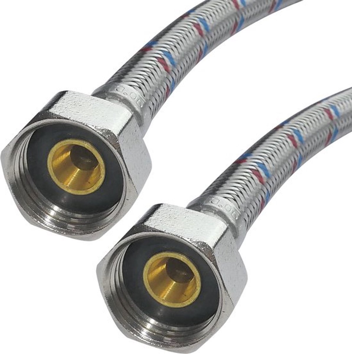 Set van 2 flexibele aansluitslangen 300 mm 1/2 inch voor waterkraan keuken badkamer sanitair - gezondheidsmengkraan aansluiting