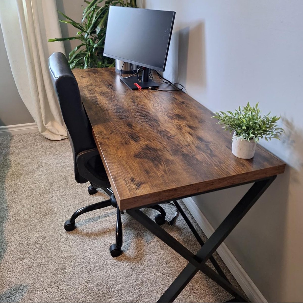 SnelShoppen - Rustiek Bureau, Industriële Computertafel, Houten en Metalen Vintage Gamingtafel, Minimalistische PC-Werkplek voor Studie en Kantoor, 14