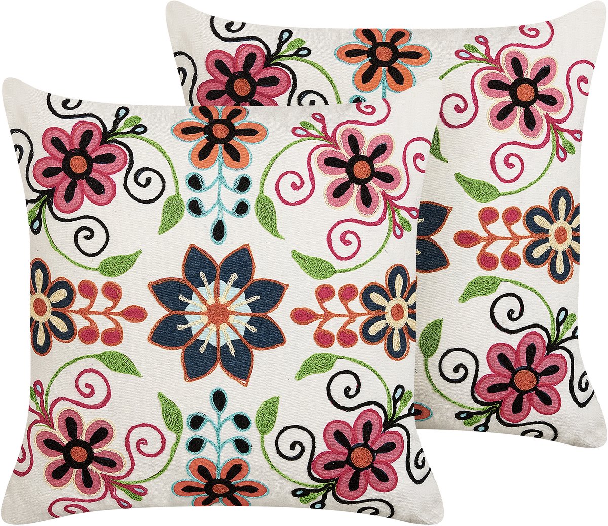 Beliani BAHRAICH - Sierkussen set van 2 - Multicolor - 50 x 50 cm - Katoen Meerkleurig