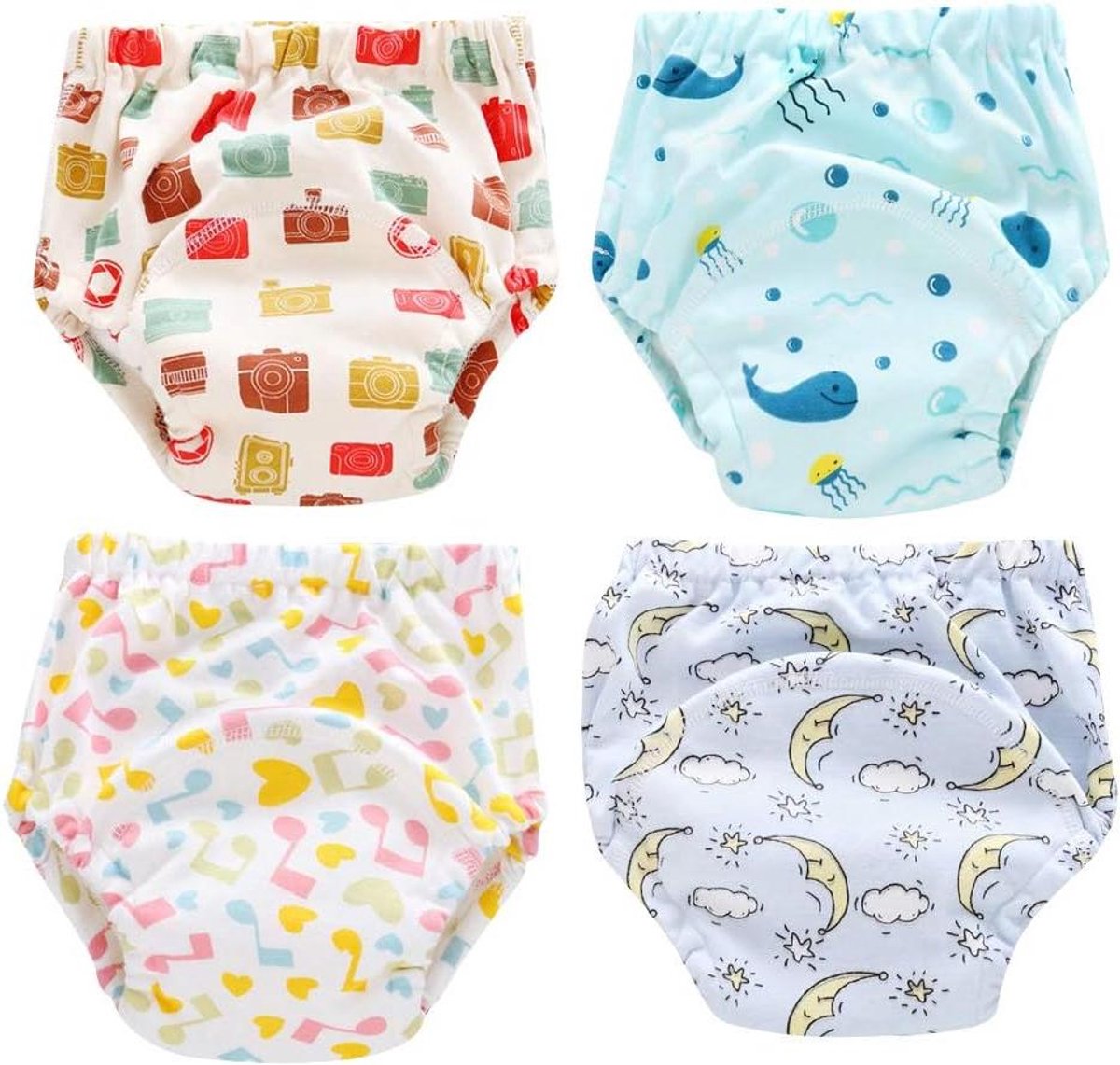 Babytrainingsbroekjes - Oefenbroekjes Luierbroekjes - Zindelijkheidstraining - Waterdichte Binnenlaag - 4 stuks - Diverse Kleuren