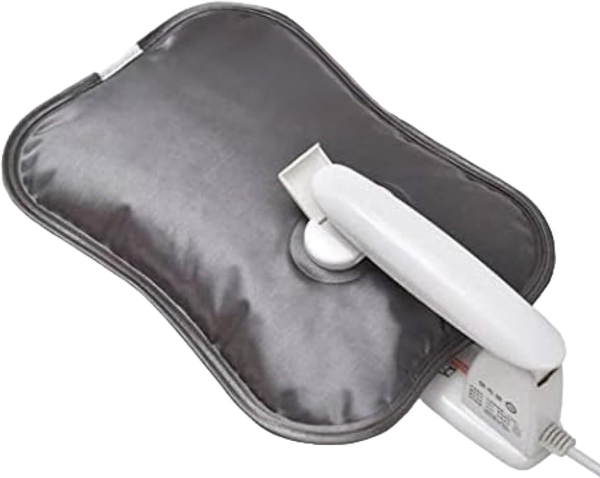 SnelShoppen - Elektrische warmwaterkruik TEPORINO - Oplaadbare warmwaterkruik - Houdt 6 uur warm - Grijs - Ideaal voor thuis, camping, en koude winter