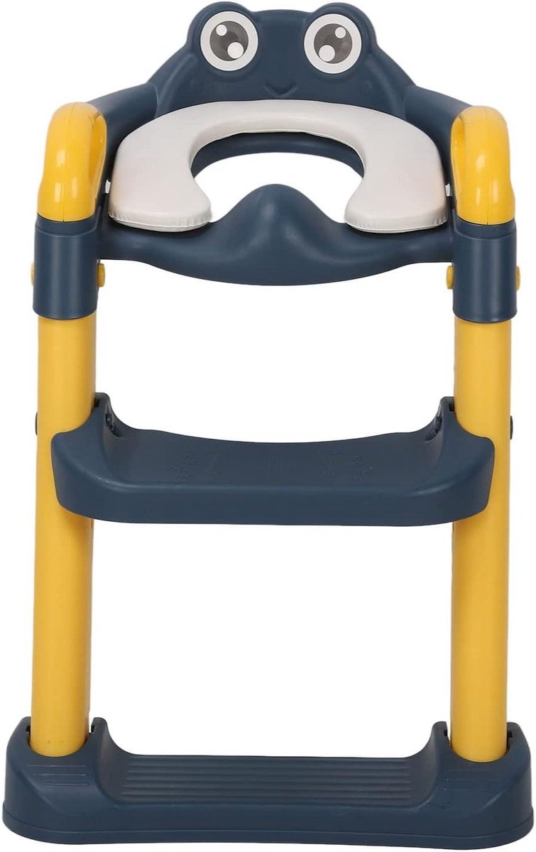 Kinder Zindelijkheidstraining Toiletbril - Potty Trainer Peuter - Zelfstandig Leren Plassen - Inclusief Opstapje Ladder - Verstelbare Hoogte - Geel