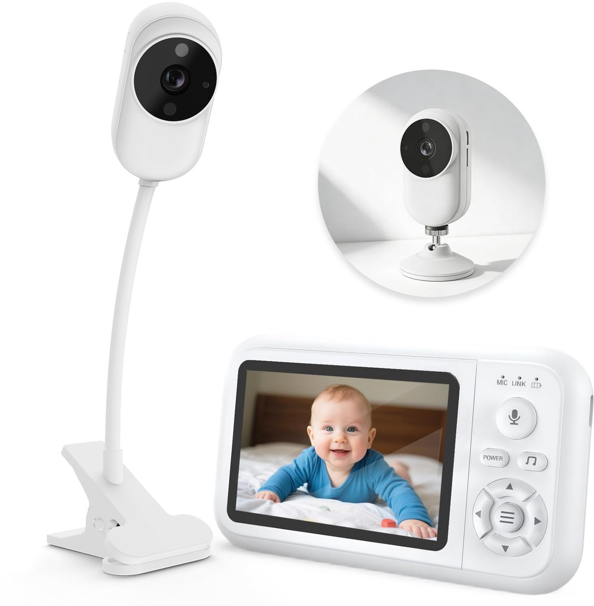 SnelShoppen - NUOTUN Babyfoon met Camera en Nachtzicht - Babycamera met 3,5 Inch Display, Draadloze Monitor voor Kinderen, Met Geluids- en Beeldweerga
