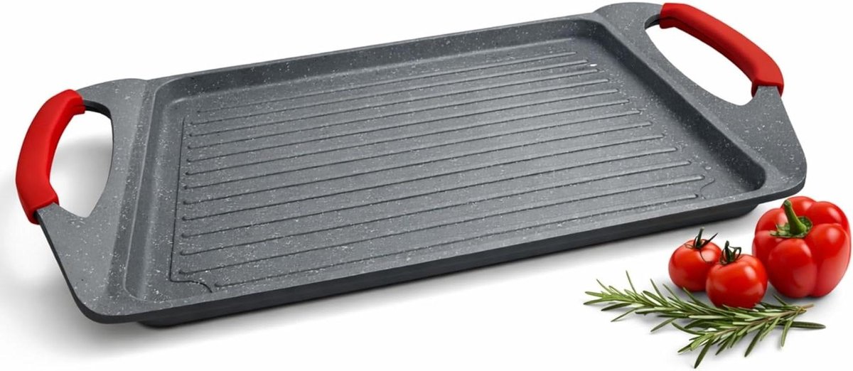 Inductie Grillpan - Rechthoekige Pan - Gezond Koken - Antiaanbaklaag - 45.5 cm - Grijs