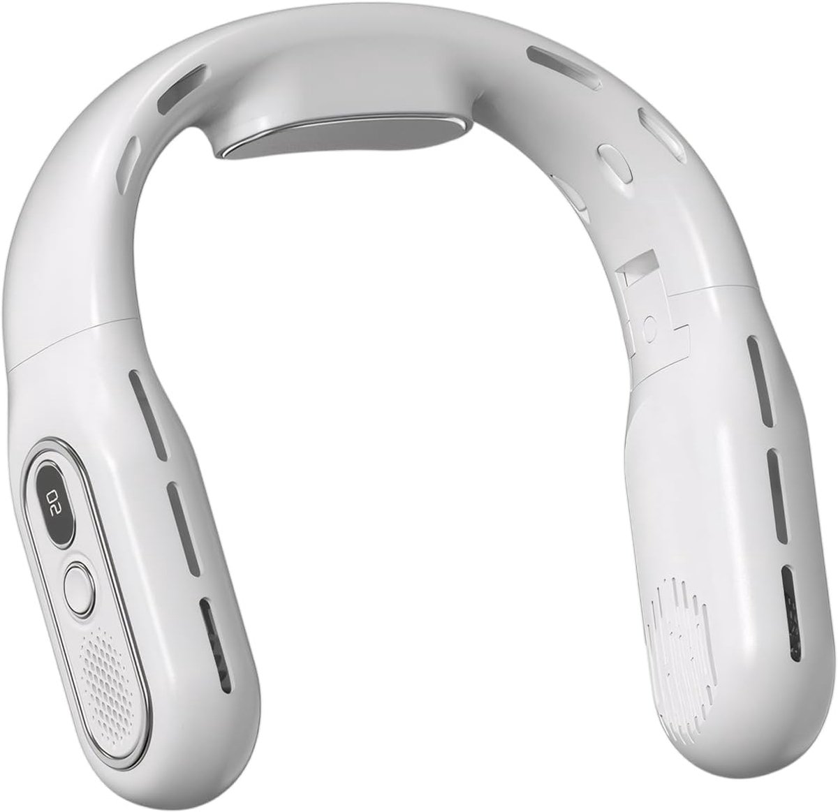 Opvouwbare halsventilator, 3 snelheden, oplaadbare ventilator, draagbaar, stil, zonder vleugels, mini-nekventilator met led-display voor kantoor, reizen, sport (wit)