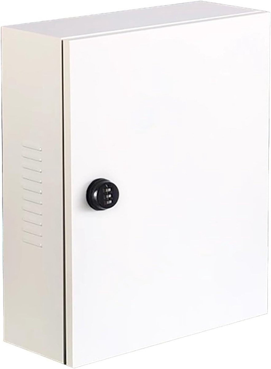 Beschermdoos Laadstation - Opbergdoos Laadkabel - EV Opladen Beschermen - Weerbestendig Staal - Small - Wit