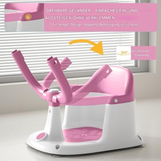 Badzitje Peuter - Baby Douchestoel - Veilig Baden - 360 Graden Draaibaar - 40 x 31 x 27.5 cm - Roze — afbeelding 5