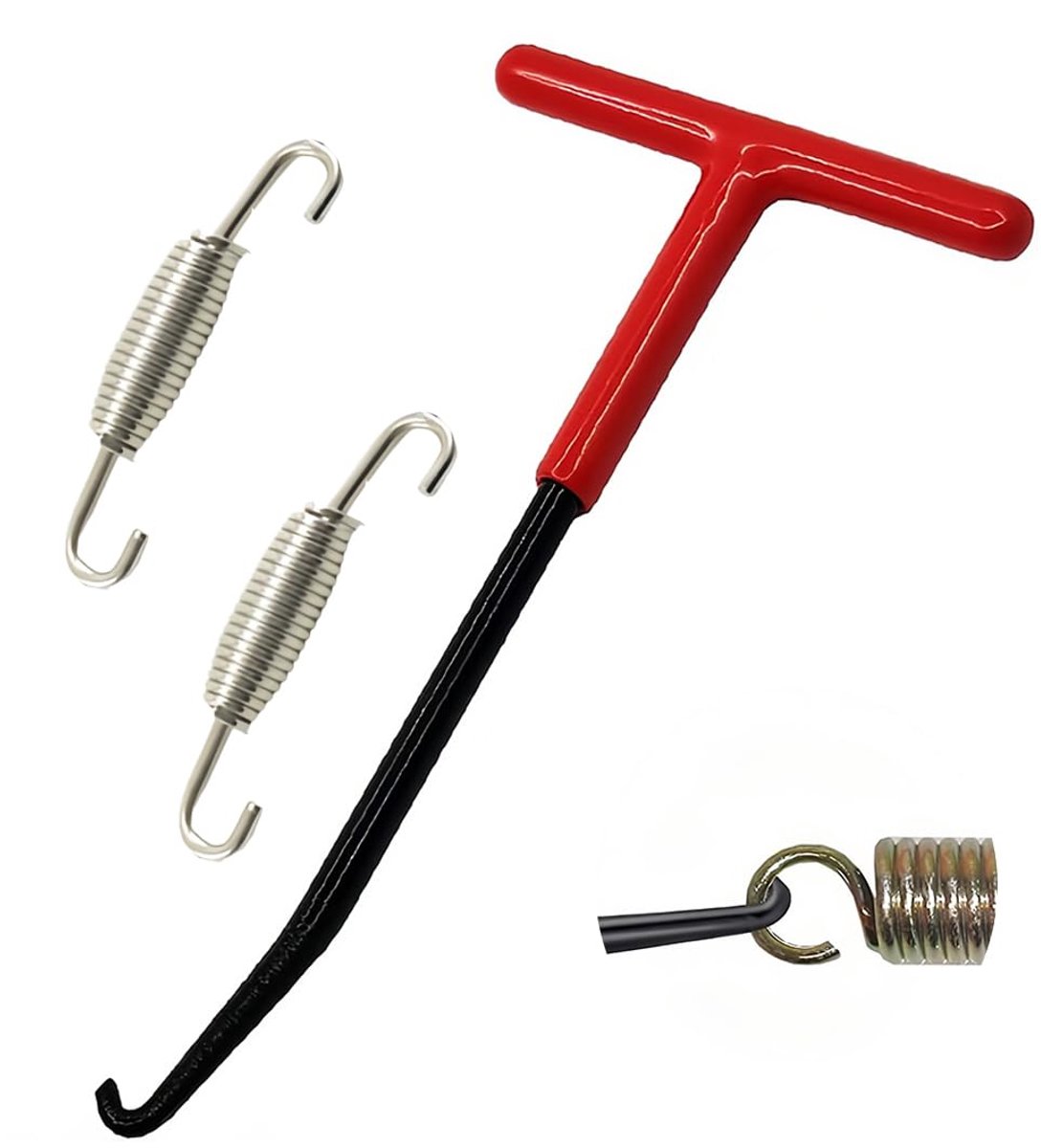 Dailygoods - T-Handgreep Vering Haak voor Motor en Fiets - Inclusief 2 Uitlaatveren - 16 x 8 cm