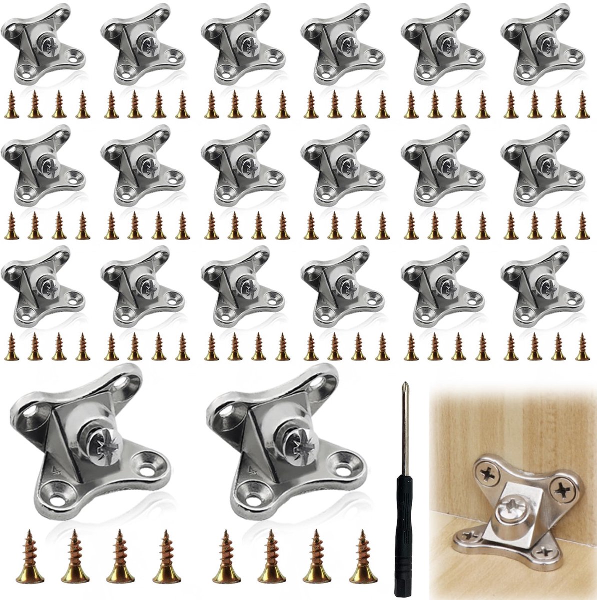 Dailygoods - 20pcs Verwijderbare Hoeksteunen voor Meubels met 80 Schroeven