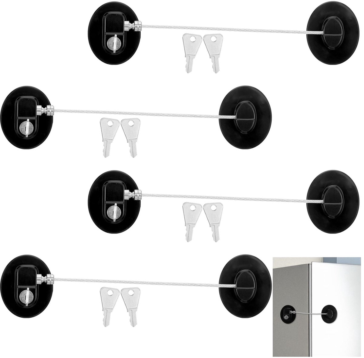 Dailygoods - 4-Pack Kindveilige Zelfklevende Locks - Veiligheid voor Kinderen in Huis