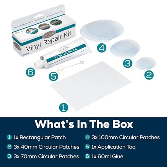 Vinyl reparatieset - Zwembad reparatiepleisters - Opblaasbare objecten herstellen - Werkt onder water - 15x10 cm strip 3 patches — afbeelding 3