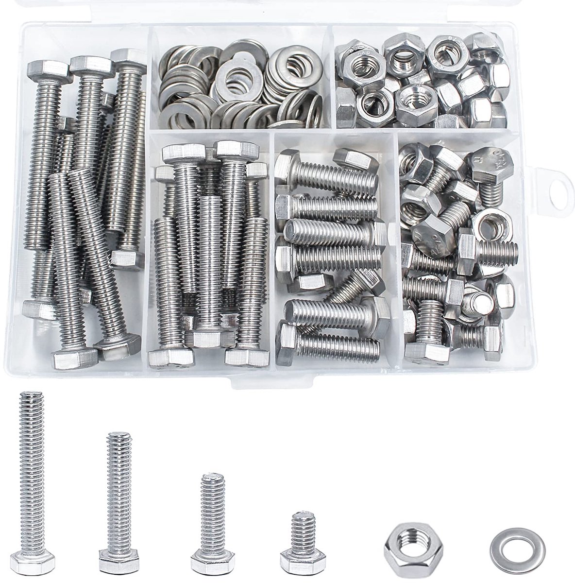 Dailygoods - M6 Zeskantschroeven 304 Roestvrij Staal - Assortiment Kit 120 Stuks