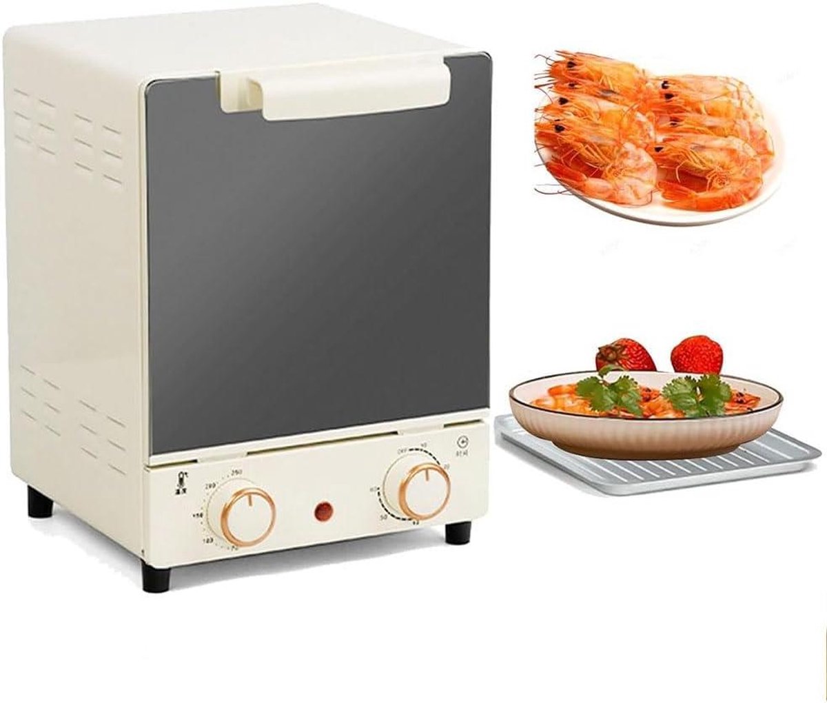 Elektrische Mini Oven - Compacte Oven - Bakken en Grillen - Dubbele Verwarmingselementen - 15 Liter - Wit