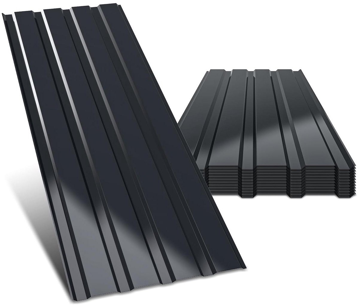 Trapeziumplaten - Dakplaten Golfplaten - Dakbedekking Tuinhuis - Glad Oppervlak - 115 x 45 cm 12 stuks - Antraciet