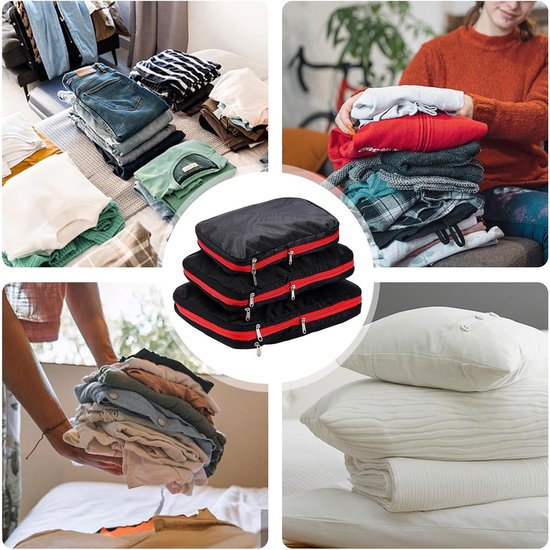 Waterdichte Compressiezakken - Reis Organizer - Kleding Opbergen - Duurzaam Oxford Weefsel - 37.8L x 35B x 1H cm - Zwart — afbeelding 5