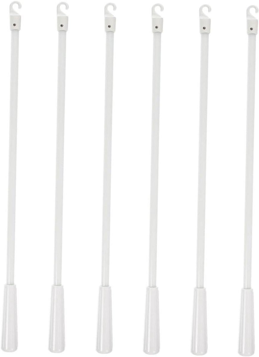 Jaloezie Stang Set - Raambekleding Stang - Jaloezieën Bediening - Verstelbaar Met Haak - 31 cm - Wit