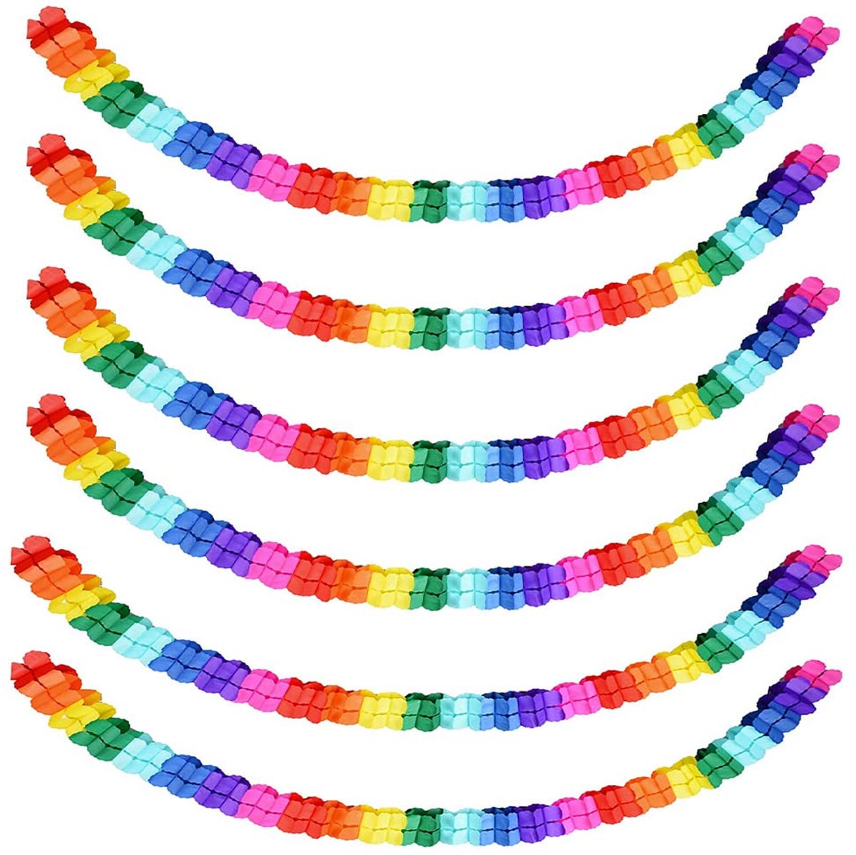 Dailygoods - 6 Stuks Kleurrijke Slingers Papier - Decoratie voor Feestjes en Bruiloften
