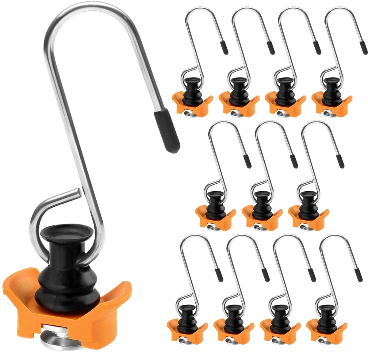 Dailygoods- Haken voor airline-rail - 12 stuks - Accessoires voor auto's - Sjorrails - Flexibel haaksysteem - Stabiliteit met veervergrendeling - Sjorhaak