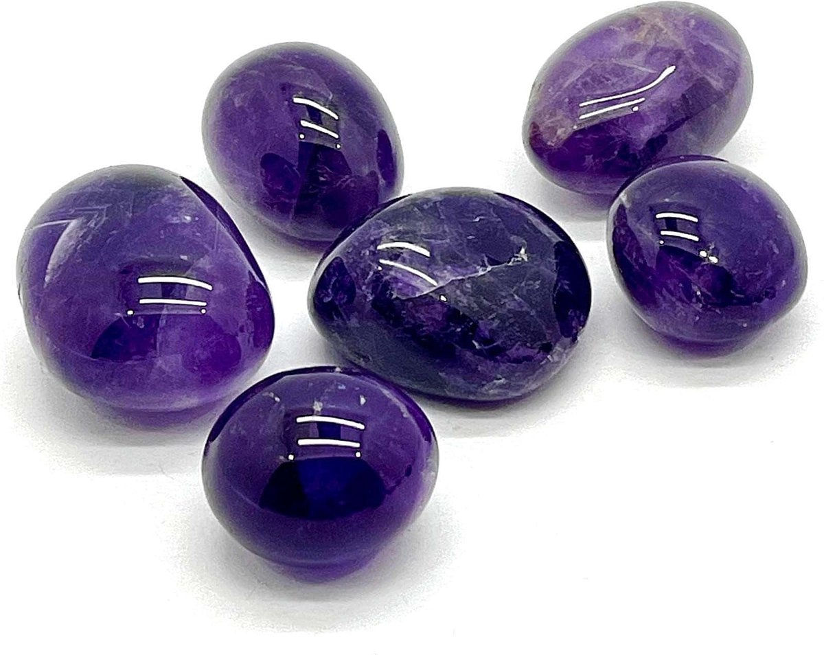 Dailygoods- Amethist AAA-kwaliteit - Natuurlijke Kristallen - Chakra-genezing - Gepolijste Helende Stenen - Set van 4 Stuks - Versterkt Emotionele Balans