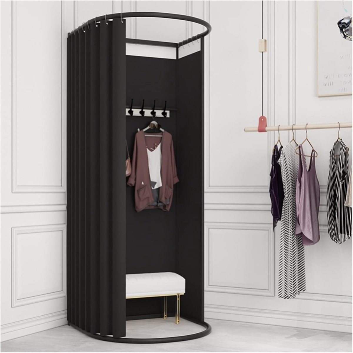 Dailygoods- Kleedkabine Vrijstaand - Draagbaar - U-vormige Beweegbare Kleedkabine - Privacy Scherm - 95x100x200cm - Eenvoudig te Monteren - Paskamer
