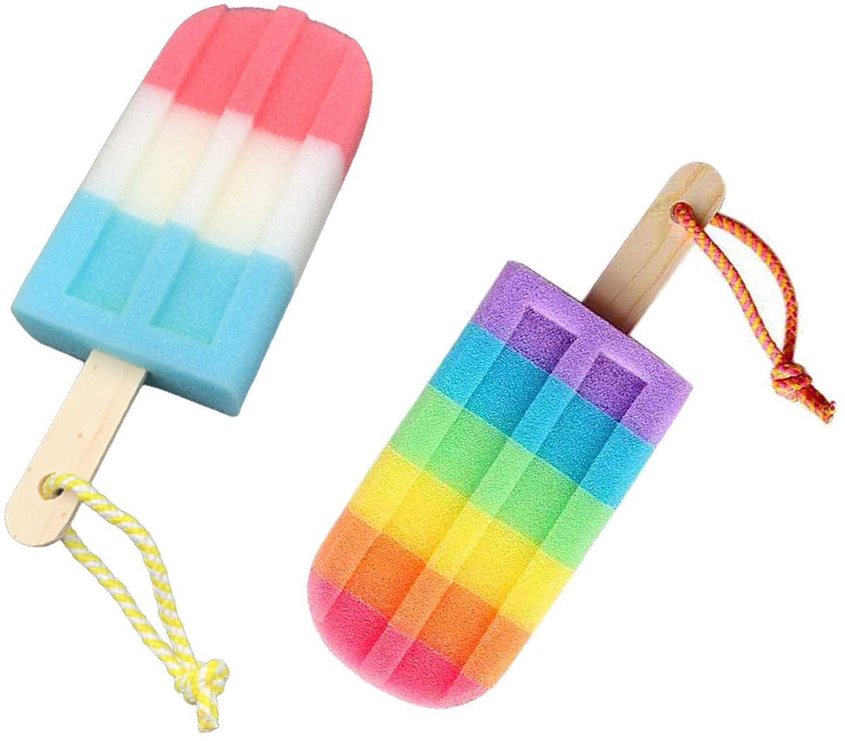 Dailygoods - 2 Stuks Bad Spons met Handvat - Natuurlijke en Zachte Douche Spons
