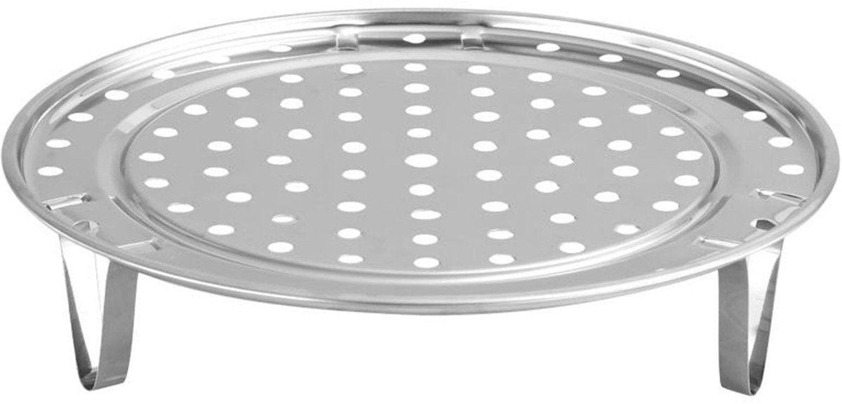 Dailygoods - Roestvrijstalen Stoomrek met Afneembare Poot - Multifunctioneel Keukenhulpmiddel 24cm