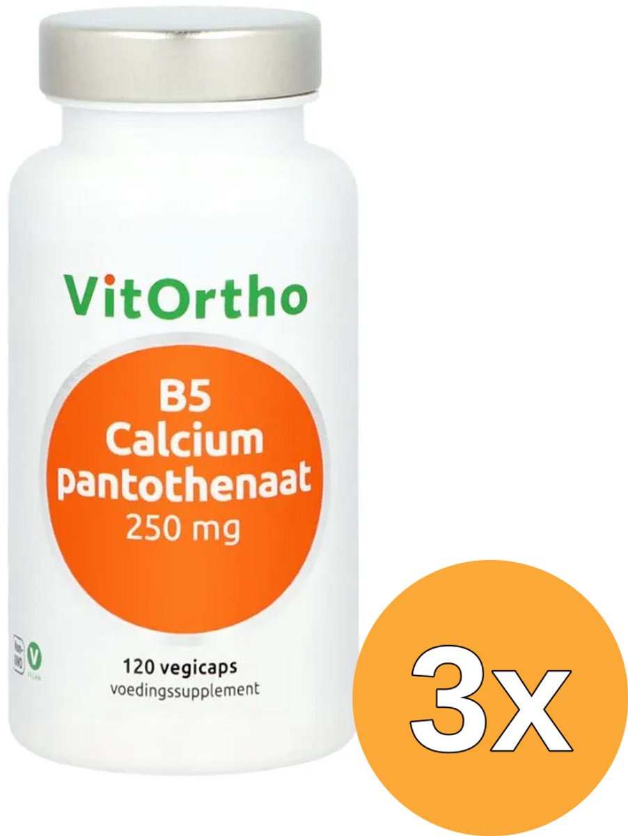 3x VitOrtho Calciumoantothenaat 250mg (120 vega capsules)