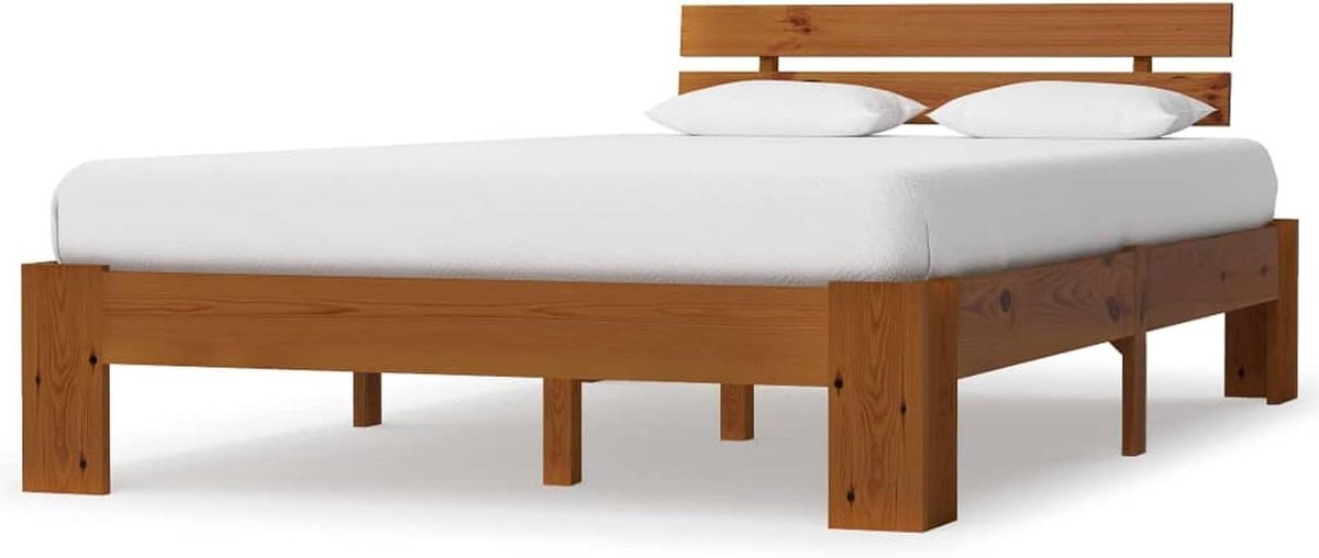 Bedframe Massief Hout - Tienerbed Lattenbodem - Slaapkamer Inrichten - Robuust Duurzaam Grenenhout - 140 x 200 cm - Honingbruin